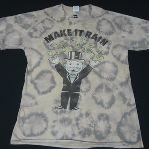 HASBRO MONOPOLY MAKE IT RAIN MR M GRAY REVERSE TIE-DYE MEDIUM SHIRT H1980